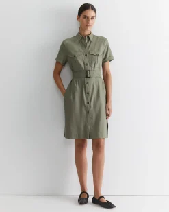 Best Sportscraft Rosa Belted Shirt Dress in Khaki