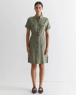 Best Sportscraft Rosa Belted Shirt Dress in Khaki