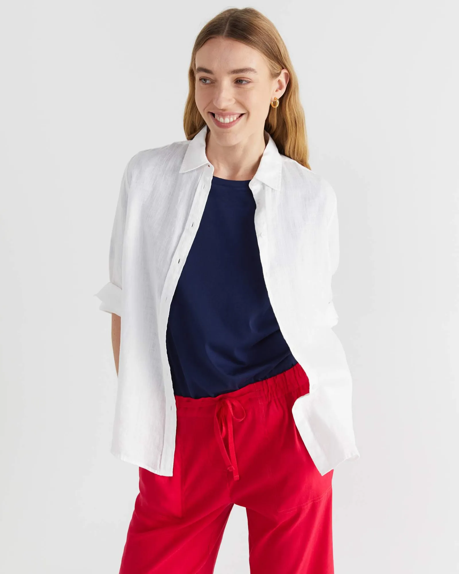 Fashion Sportscraft Rosa Crop Linen Pant in Bright Pink BrightPink