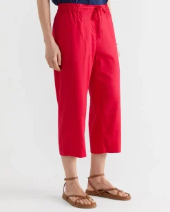 Fashion Sportscraft Rosa Crop Linen Pant in Bright Pink BrightPink