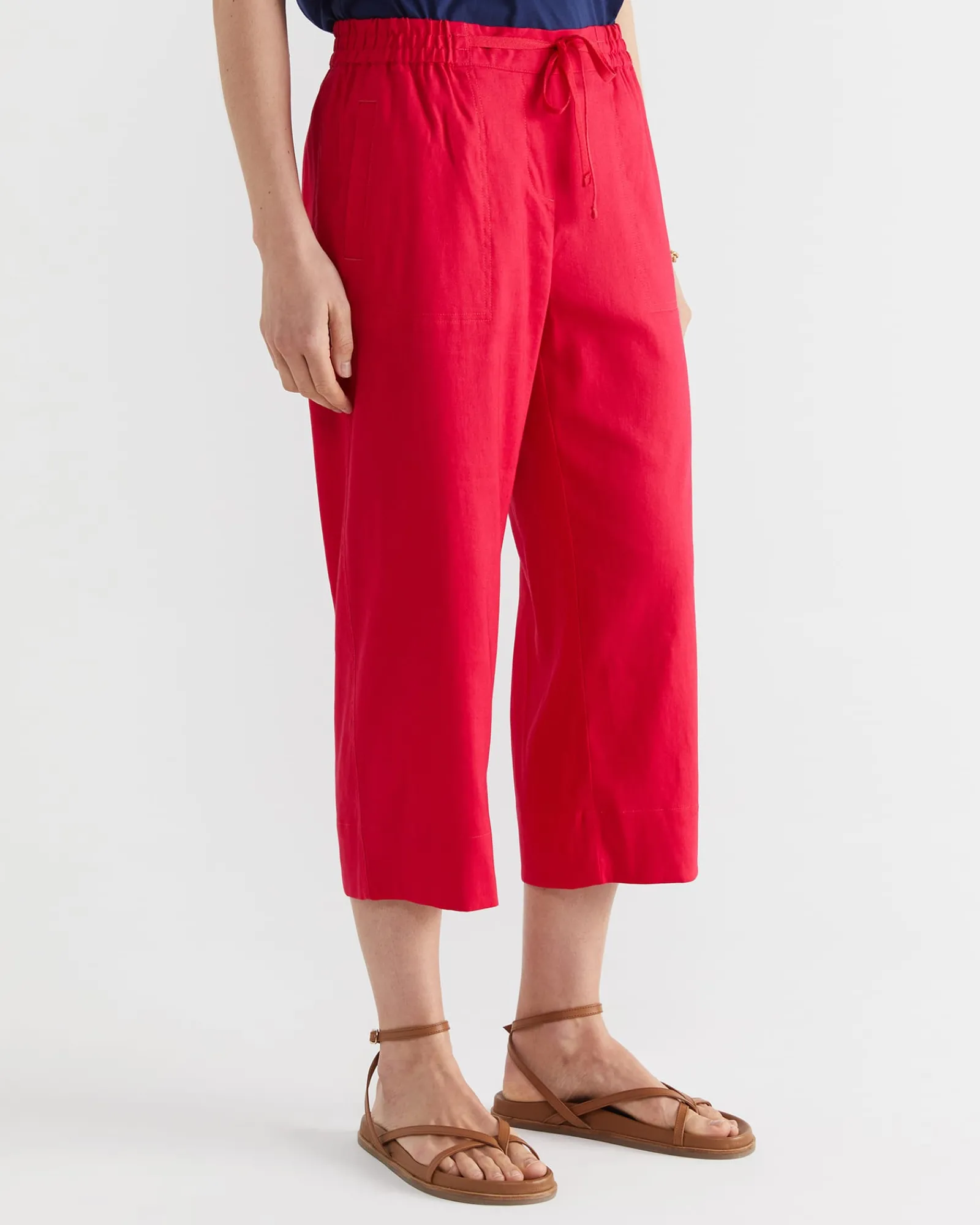 Fashion Sportscraft Rosa Crop Linen Pant in Bright Pink BrightPink