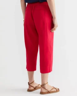 Fashion Sportscraft Rosa Crop Linen Pant in Bright Pink BrightPink