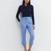 Clearance Sportscraft Rosa Crop Linen Pant in Cerulean