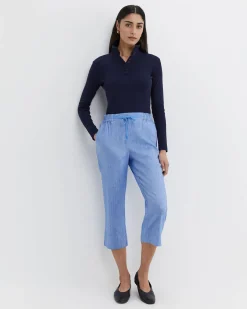 Clearance Sportscraft Rosa Crop Linen Pant in Cerulean