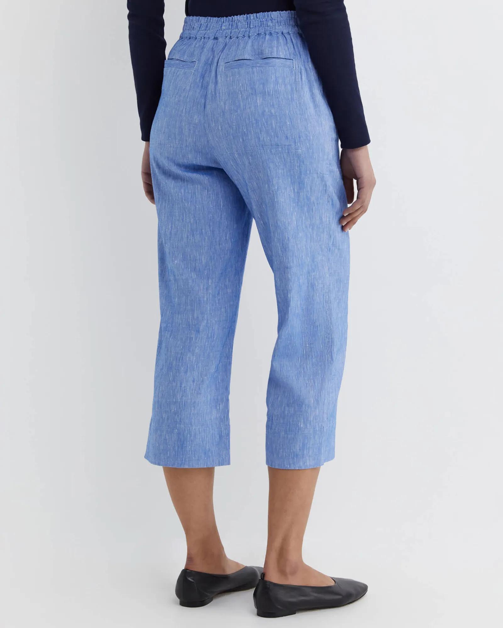 Clearance Sportscraft Rosa Crop Linen Pant in Cerulean