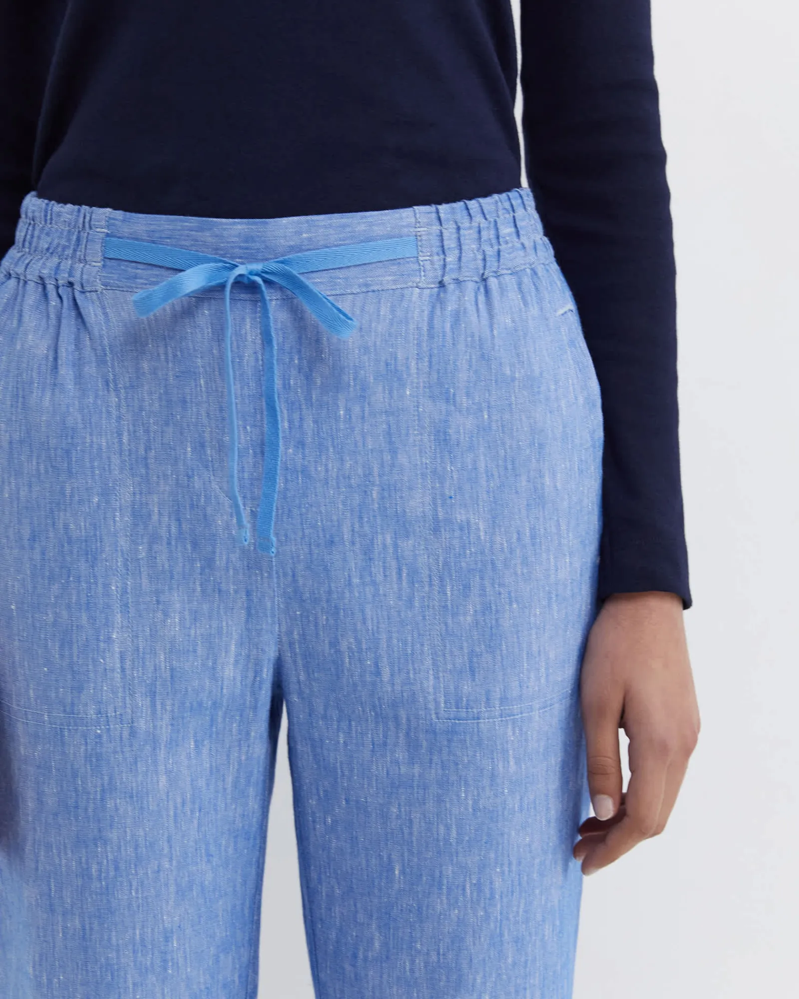 Clearance Sportscraft Rosa Crop Linen Pant in Cerulean