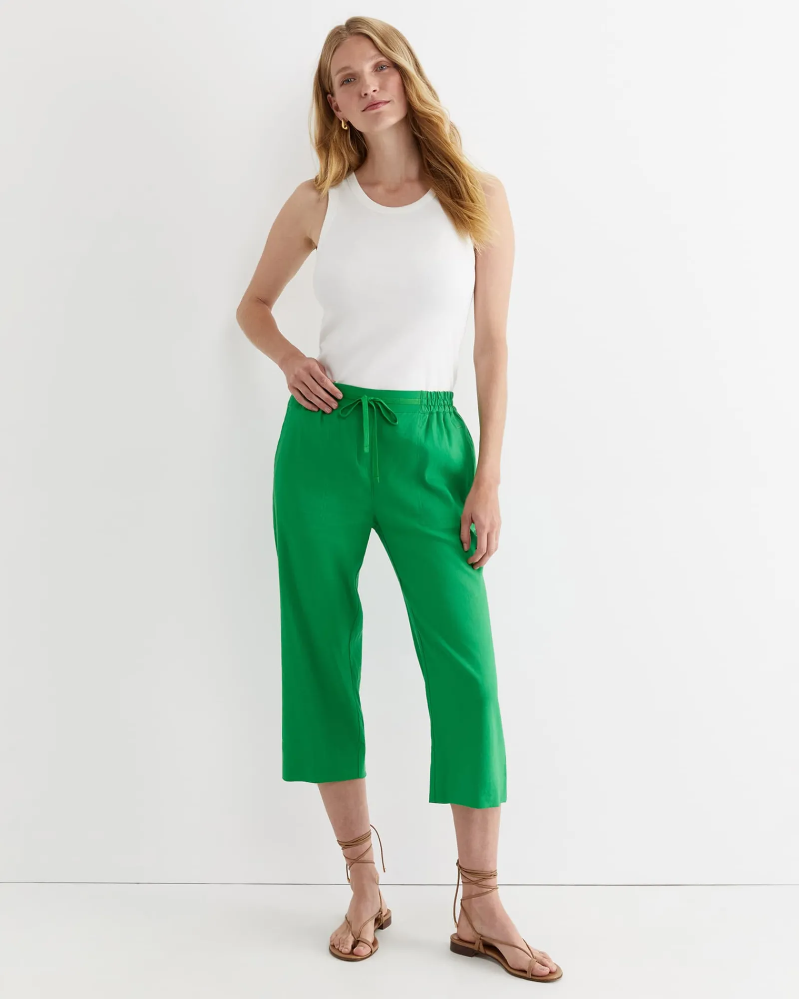 Hot Sportscraft Rosa Crop Linen Pant in Fern