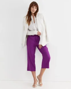 New Sportscraft Rosa Crop Linen Pant in Hydrangea