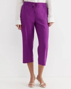 New Sportscraft Rosa Crop Linen Pant in Hydrangea