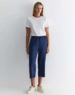 Fashion Sportscraft Rosa Crop Linen Pant in Indigo