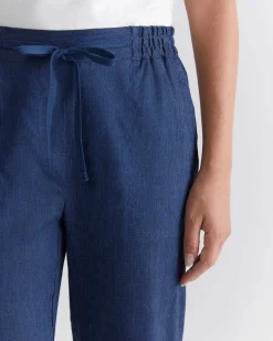 Fashion Sportscraft Rosa Crop Linen Pant in Indigo