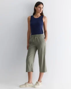 Online Sportscraft Rosa Crop Linen Pant in Khaki