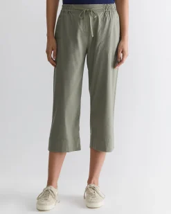 Online Sportscraft Rosa Crop Linen Pant in Khaki