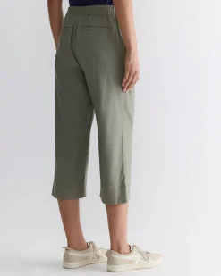 Online Sportscraft Rosa Crop Linen Pant in Khaki