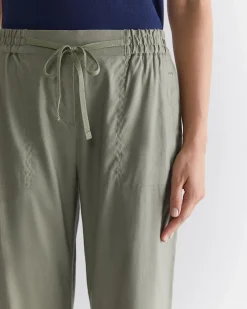 Online Sportscraft Rosa Crop Linen Pant in Khaki