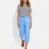 Clearance Sportscraft Rosa Crop Linen Pant in Moroccan Blue MoroccanBlue