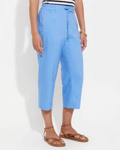Clearance Sportscraft Rosa Crop Linen Pant in Moroccan Blue MoroccanBlue