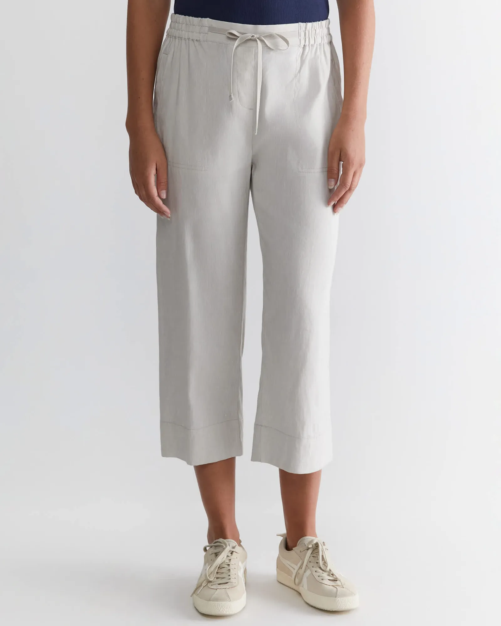 New Sportscraft Rosa Crop Linen Pant in Natural