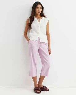 New Sportscraft Rosa Crop Linen Pant in Orchid