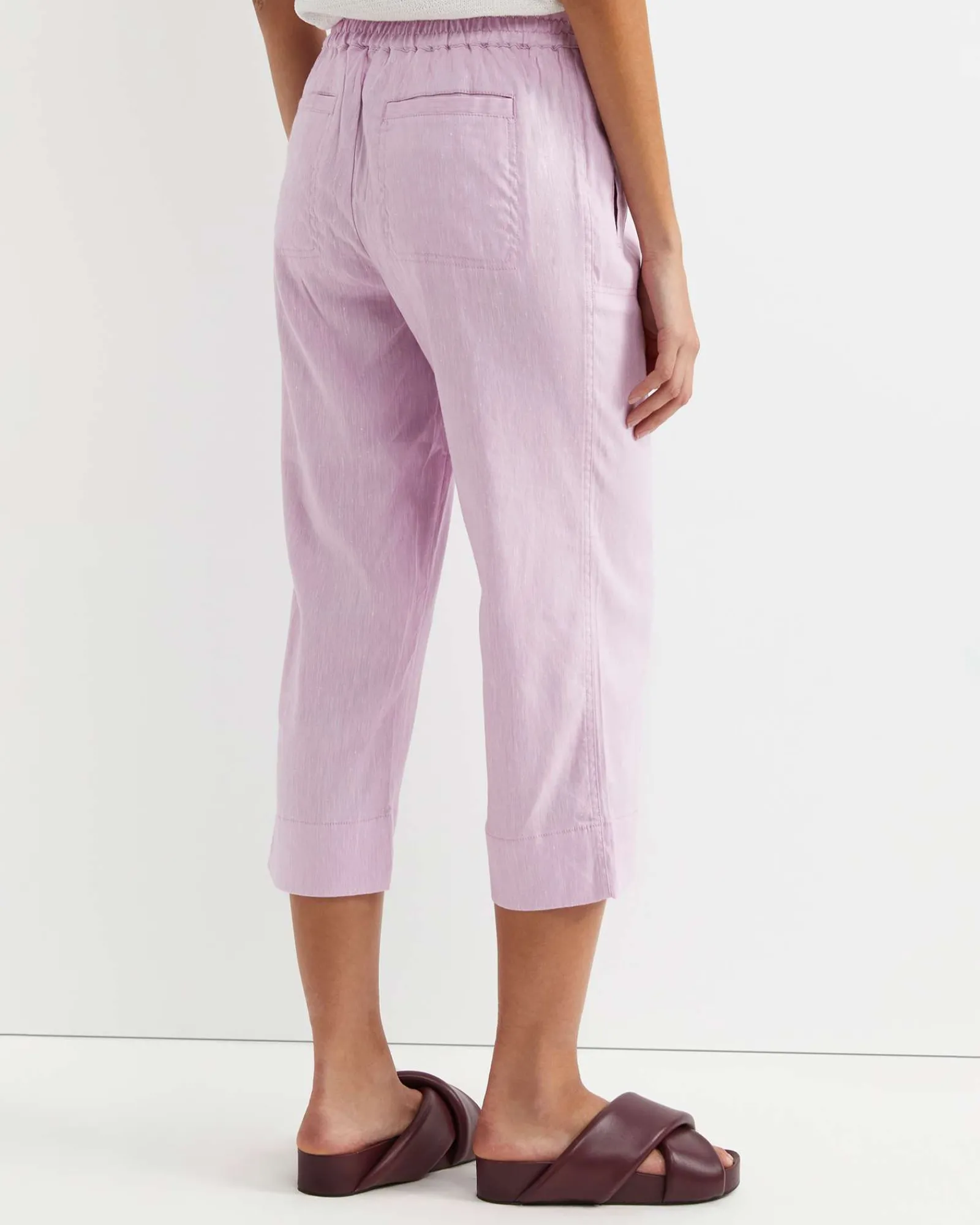New Sportscraft Rosa Crop Linen Pant in Orchid