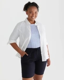 Discount Sportscraft Rosa Linen Short in Classic Navy ClassicNavy