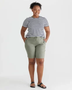 Sale Sportscraft Rosa Linen Short in Khaki