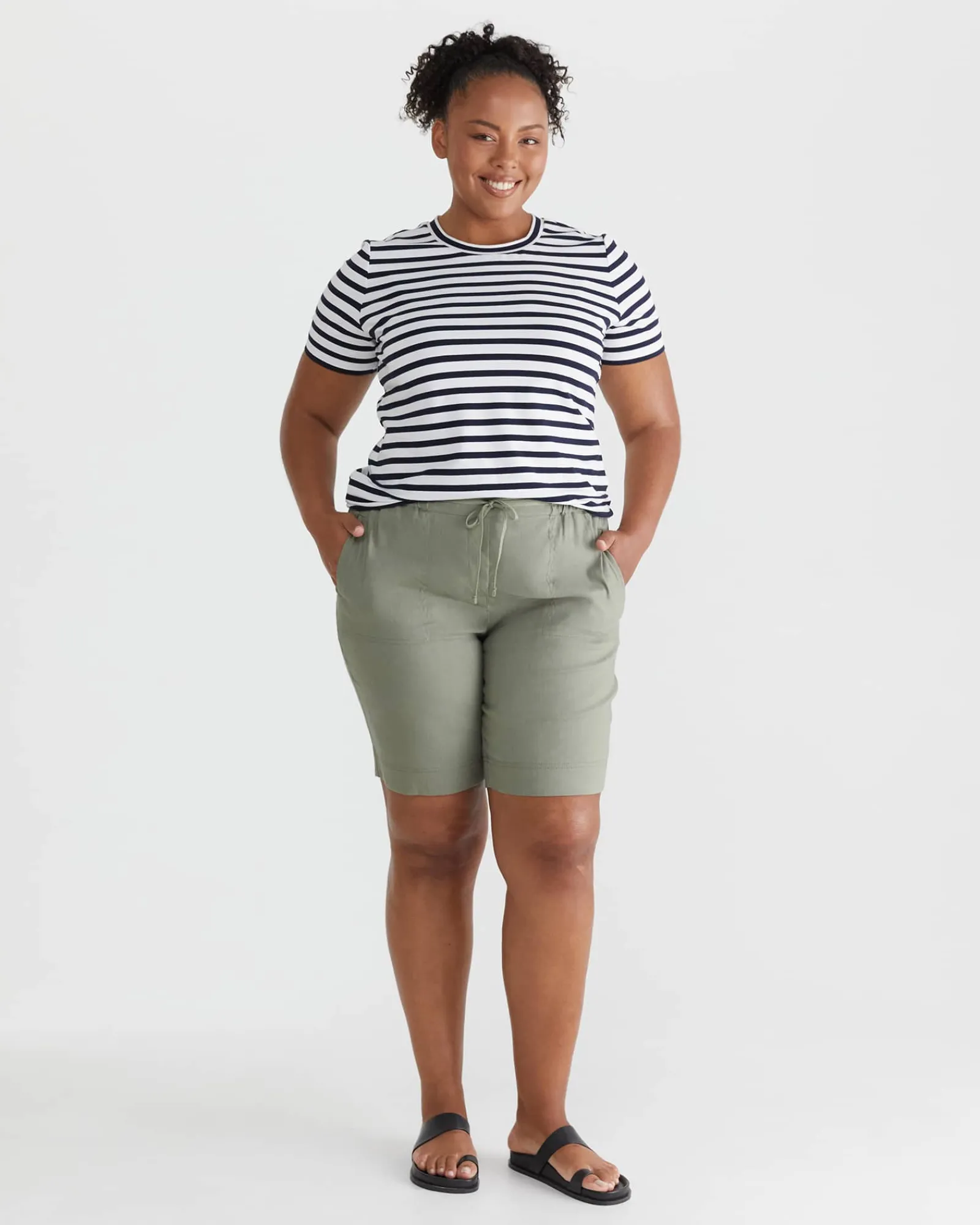 Sale Sportscraft Rosa Linen Short in Khaki