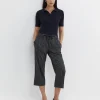Clearance Sportscraft Rosa Stripe Crop Linen Pant in Navywhite Navy/white