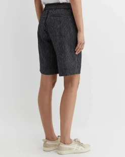 Best Sportscraft Rosa Stripe Linen Short in Navywhite Navy/white
