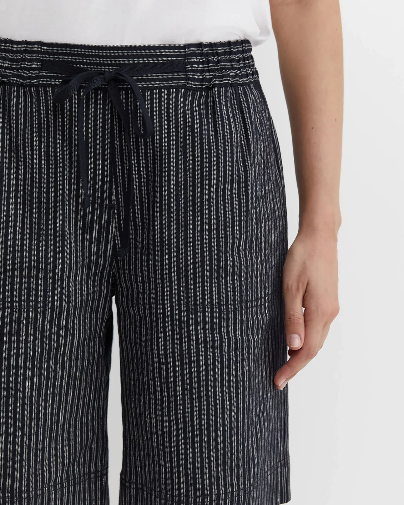 Best Sportscraft Rosa Stripe Linen Short in Navywhite Navy/white