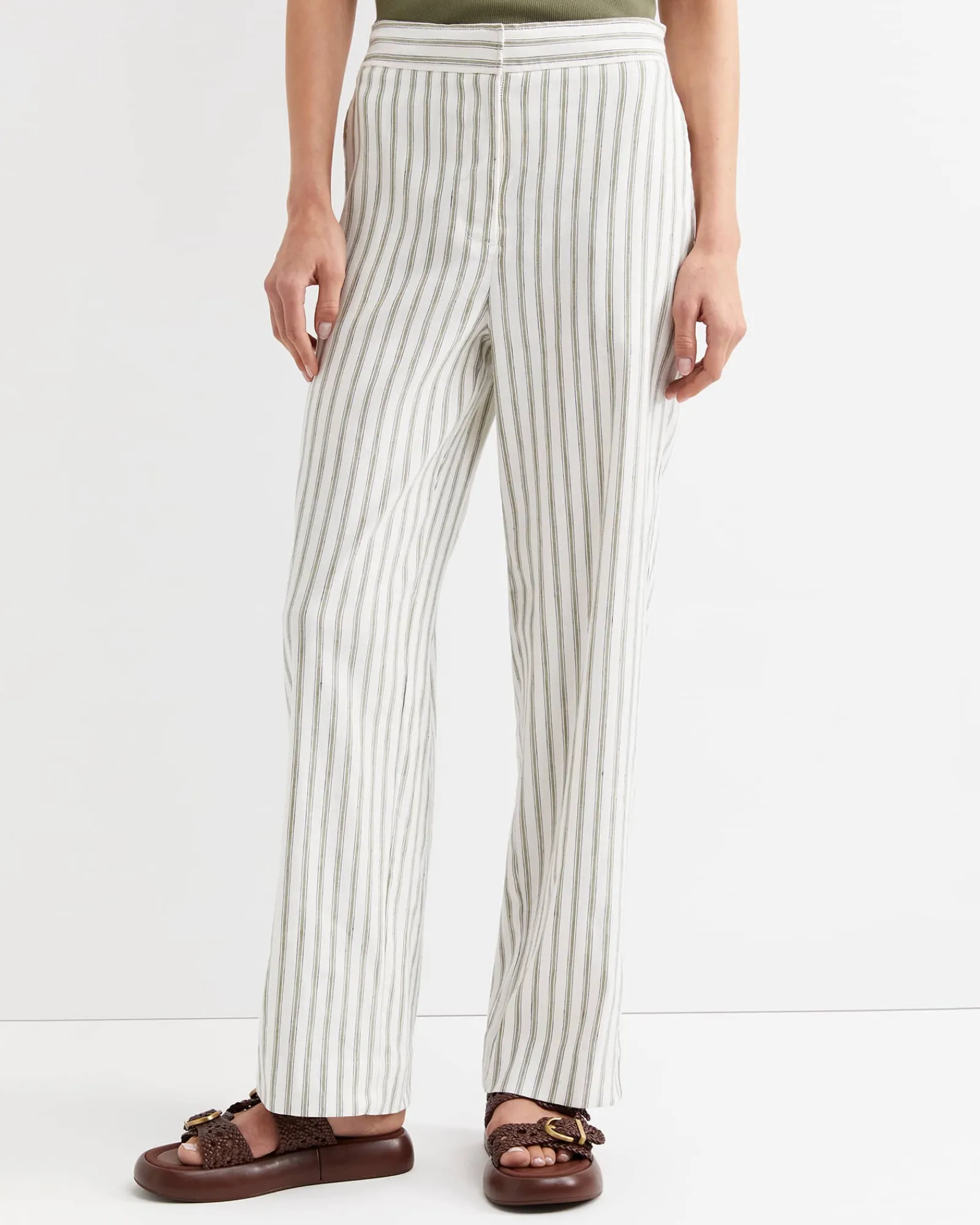 Discount Sportscraft Rosa Wide Leg Linen Pant in Whitekhaki White/khaki
