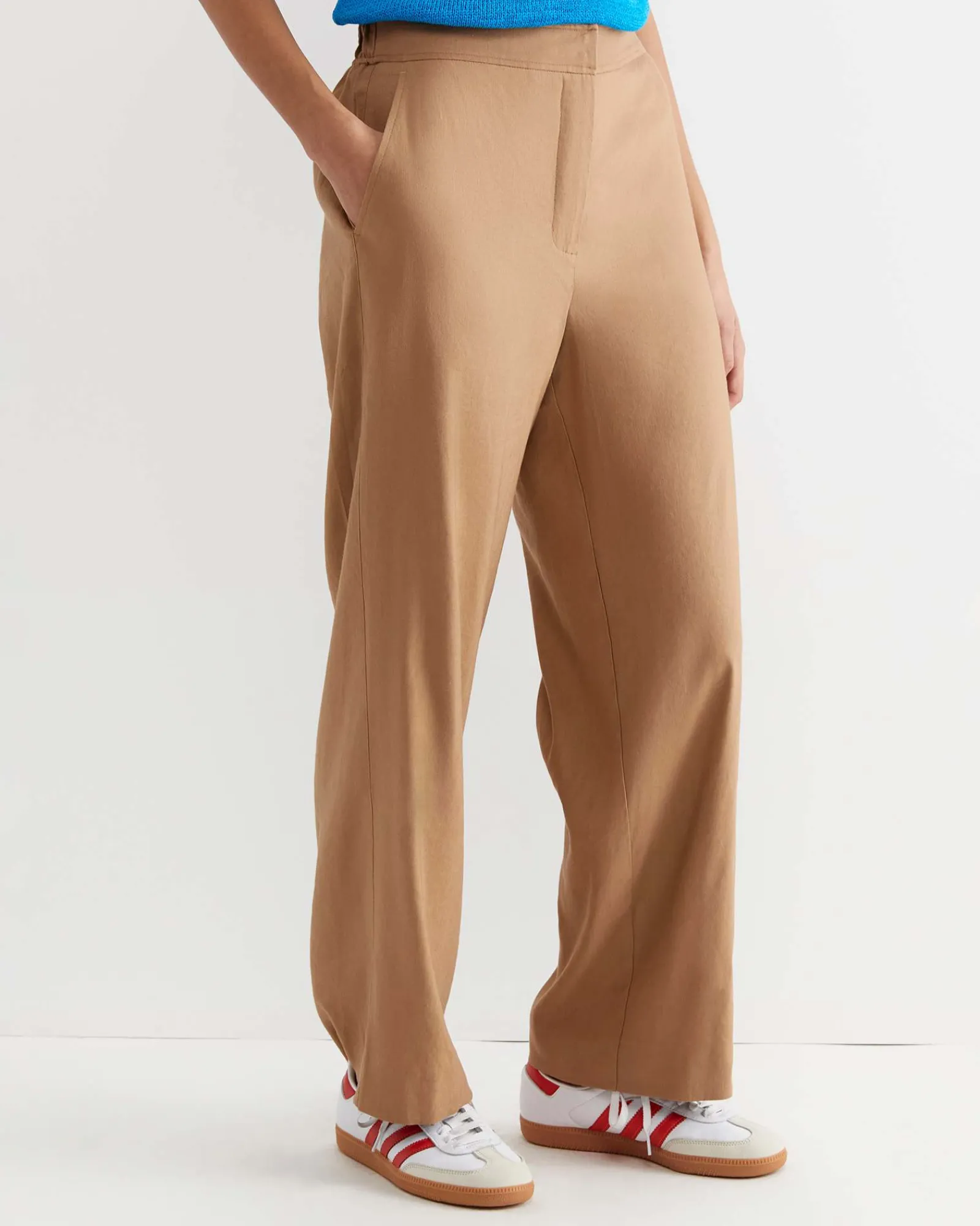 Outlet Sportscraft Rosa Wide Leg Linen Pant in Tan