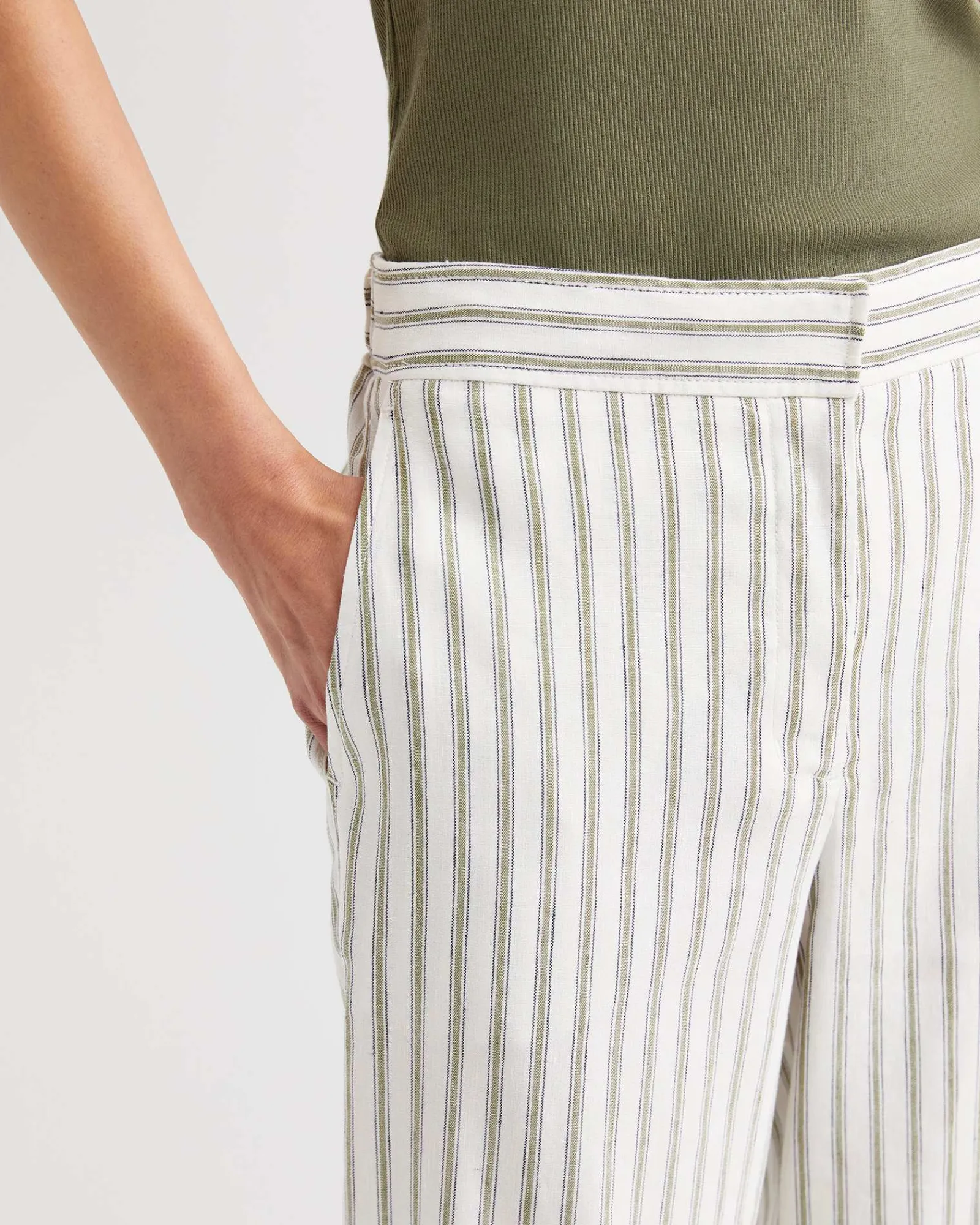 Discount Sportscraft Rosa Wide Leg Linen Pant in Whitekhaki White/khaki