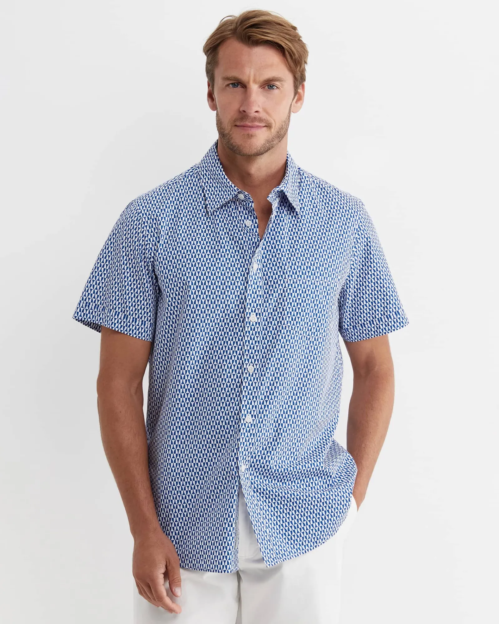 Outlet Sportscraft Russel Short Sleeve Shirt in Whitemulti White/multi