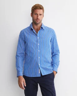 Hot Sportscraft Ryan Long Sleeve Stripe Shirt in Dutch Blue DutchBlue