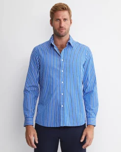 Hot Sportscraft Ryan Long Sleeve Stripe Shirt in Dutch Blue DutchBlue