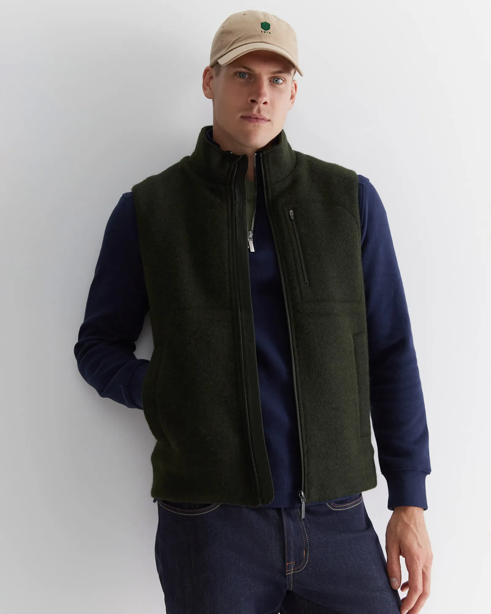 Discount Sportscraft Salford Wool Blend Vest in Khaki