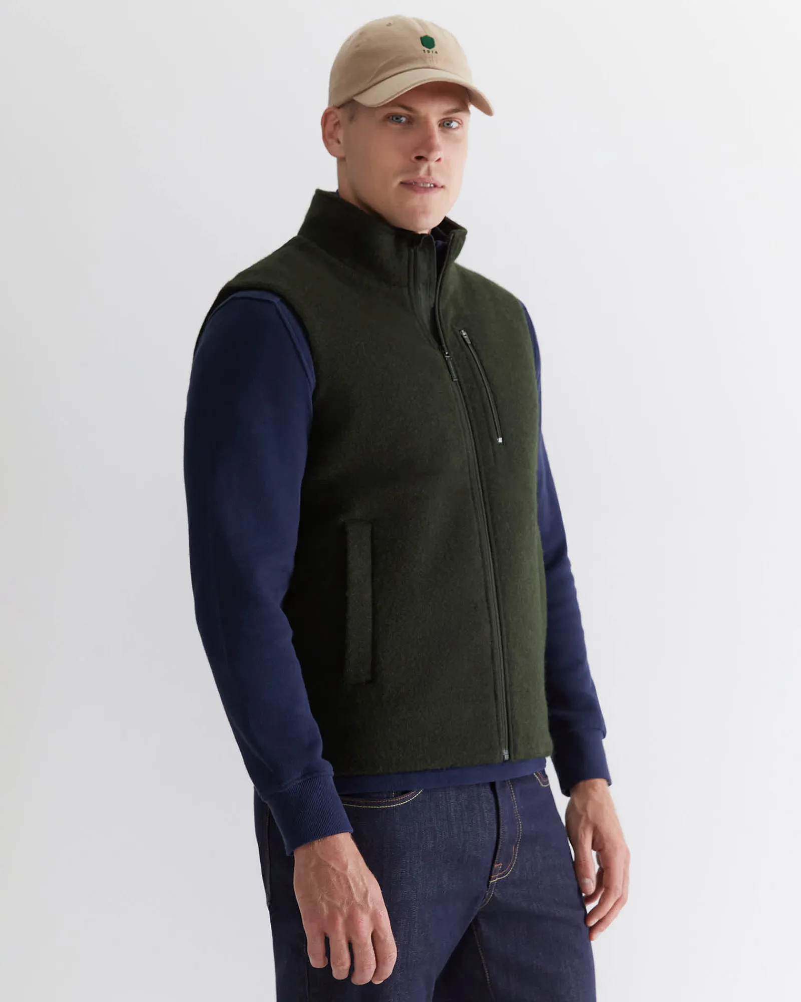Discount Sportscraft Salford Wool Blend Vest in Khaki