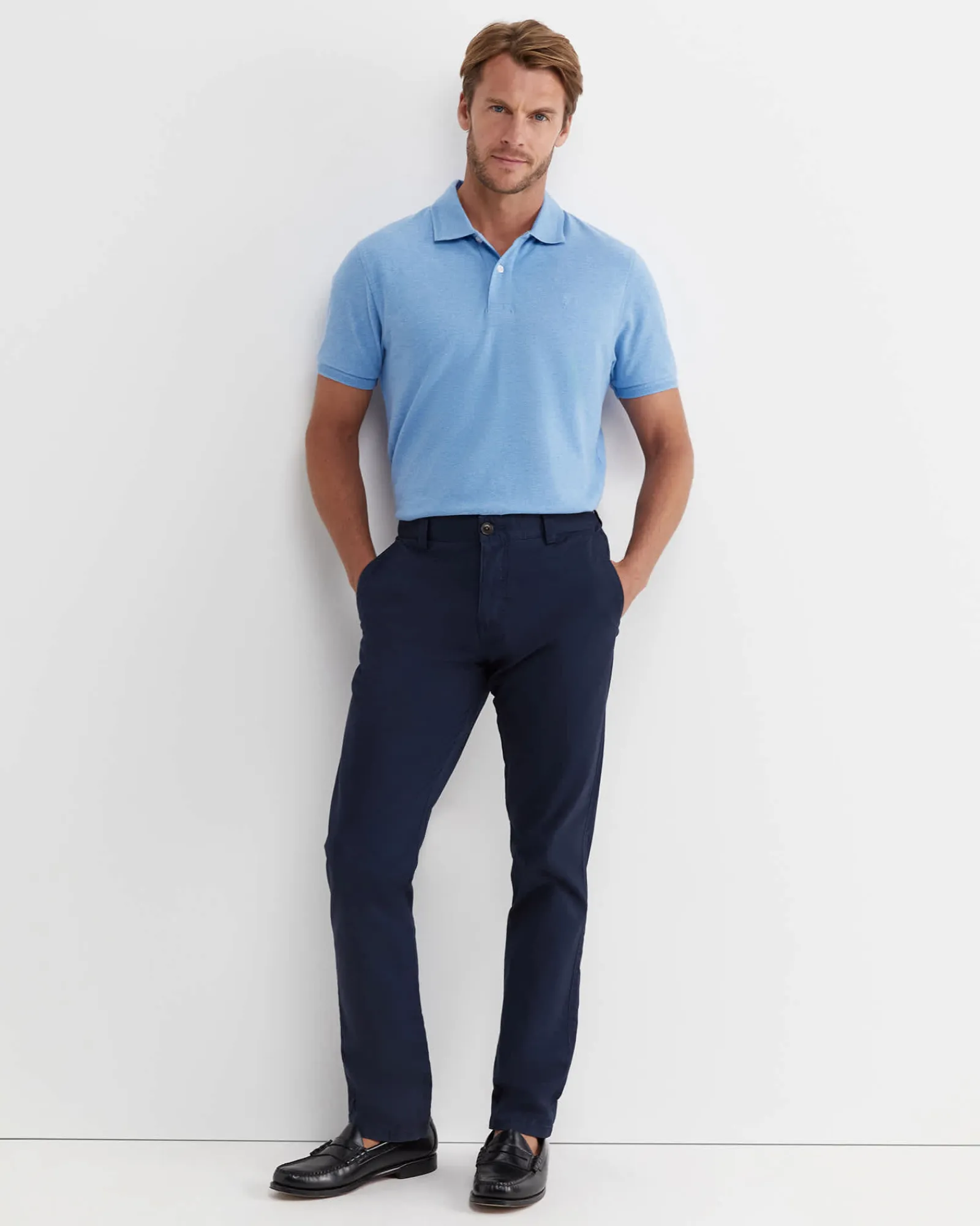 Clearance Sportscraft SC Melange Pique Polo in Blue Melange BlueMelange