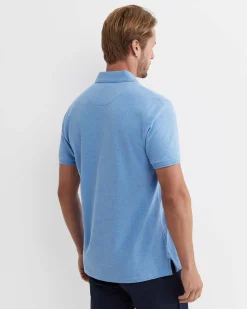 Clearance Sportscraft SC Melange Pique Polo in Blue Melange BlueMelange