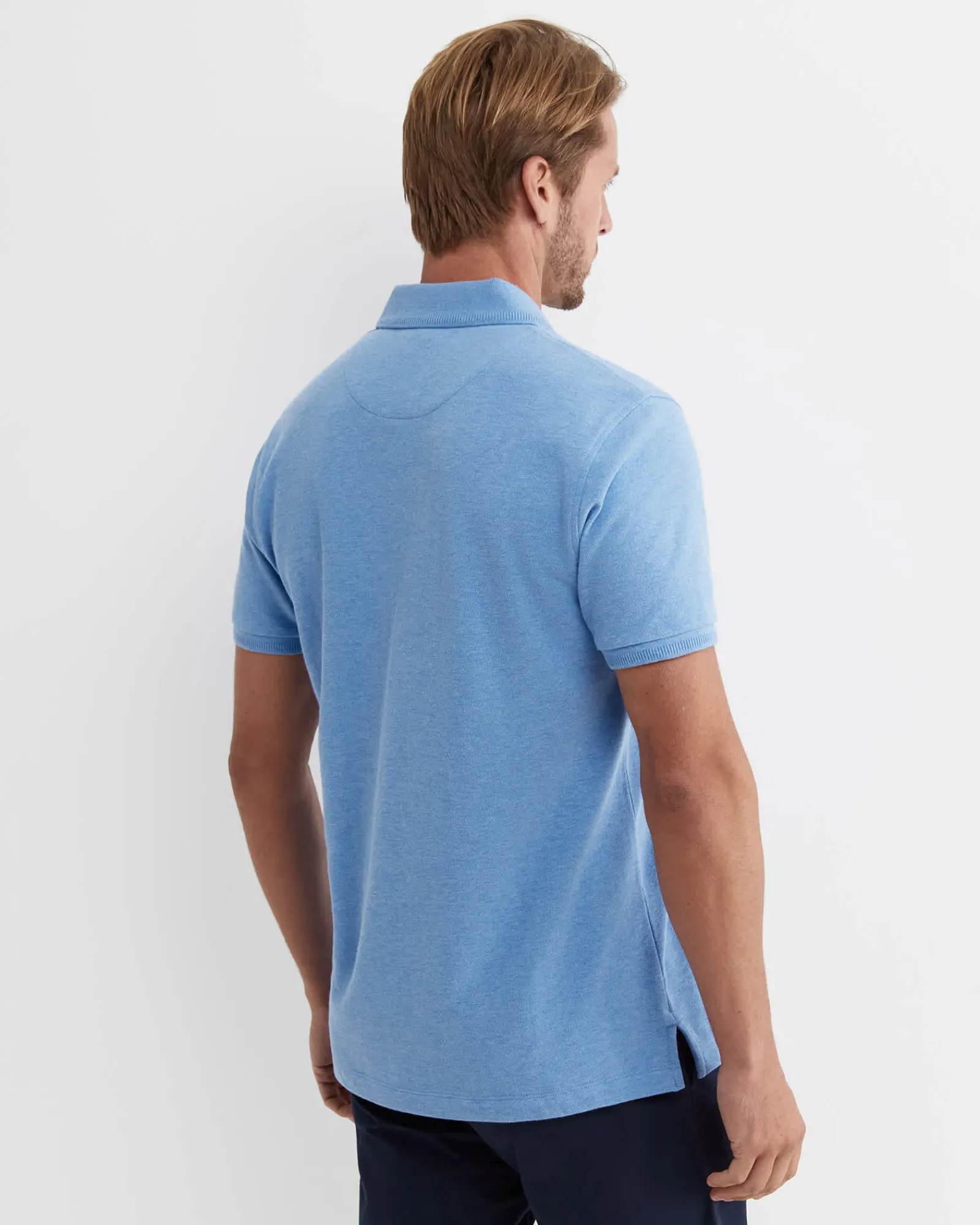 Clearance Sportscraft SC Melange Pique Polo in Blue Melange BlueMelange