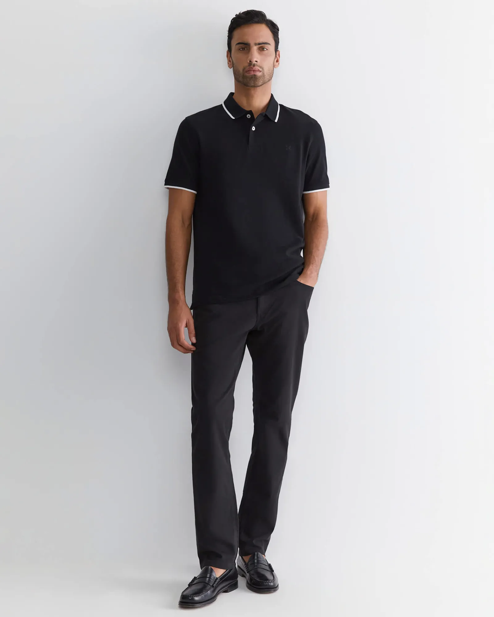 Clearance Sportscraft SC Tipped Pique Polo in Black