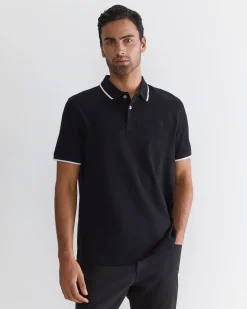 Clearance Sportscraft SC Tipped Pique Polo in Black