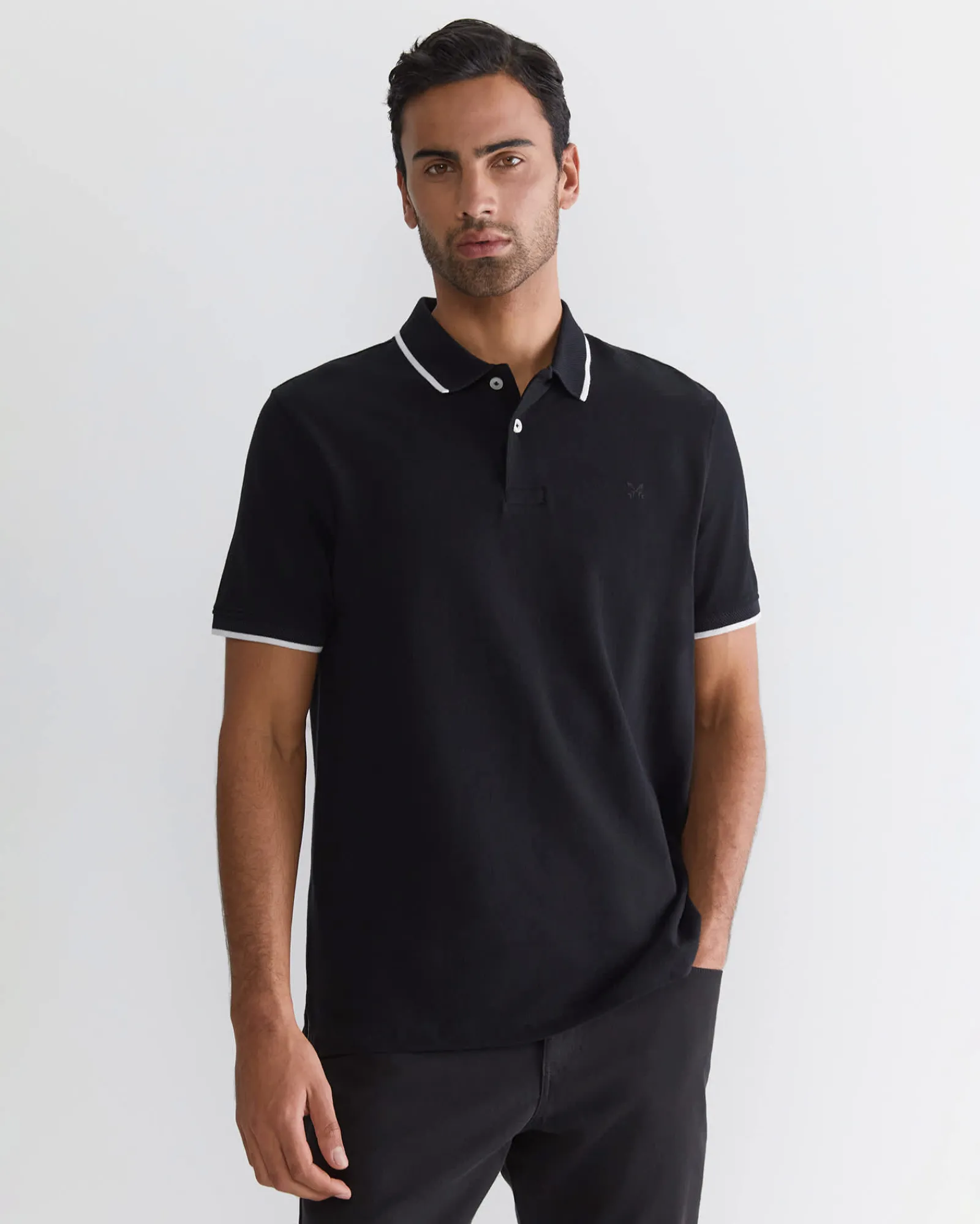 Clearance Sportscraft SC Tipped Pique Polo in Black