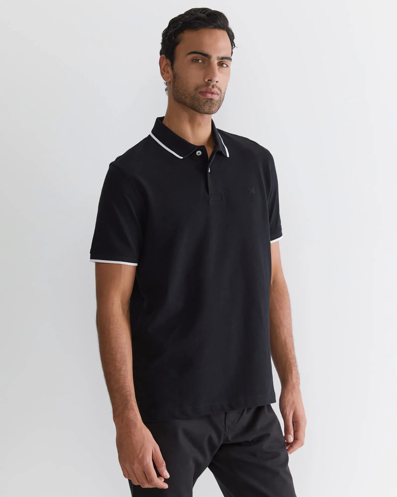 Clearance Sportscraft SC Tipped Pique Polo in Black