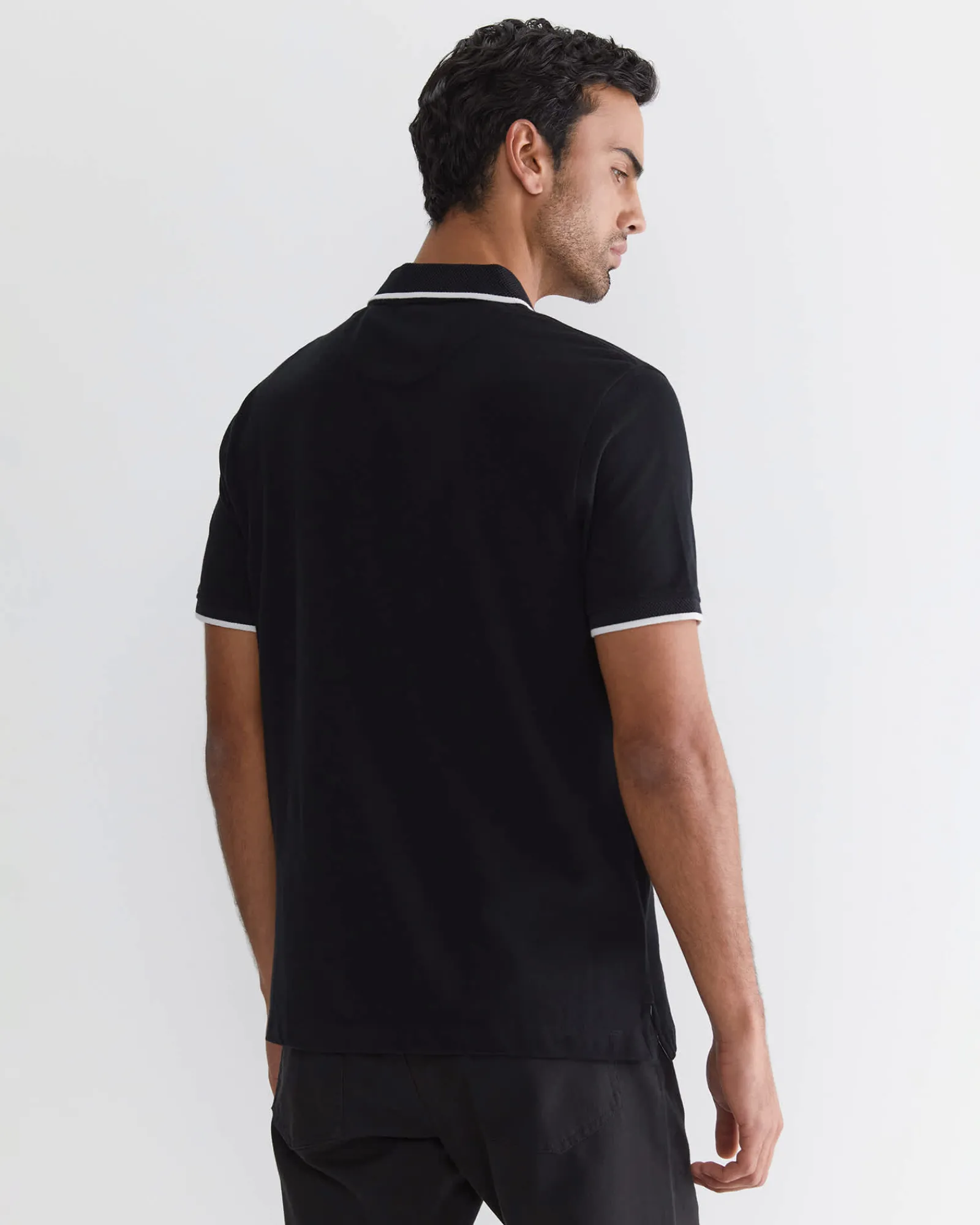 Clearance Sportscraft SC Tipped Pique Polo in Black