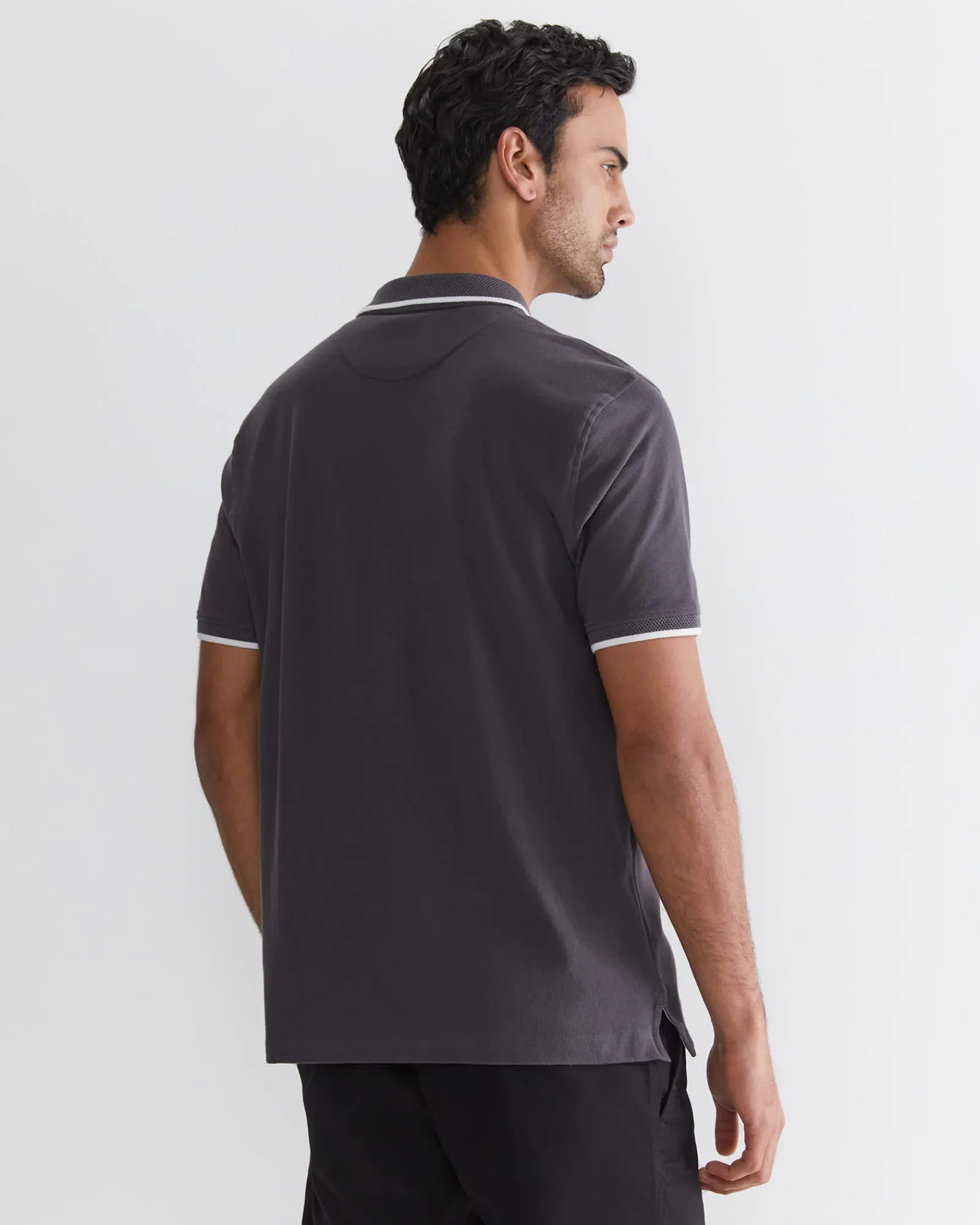 Discount Sportscraft SC Tipped Pique Polo in Charcoal