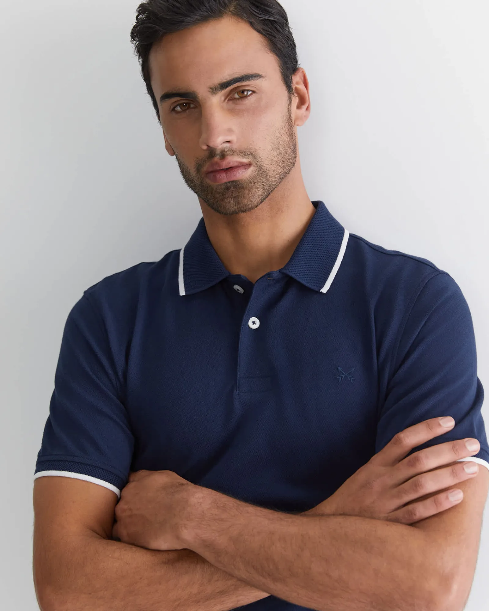 Online Sportscraft SC Tipped Pique Polo in Navy