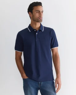 Online Sportscraft SC Tipped Pique Polo in Navy