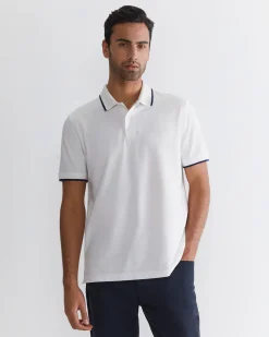 Clearance Sportscraft SC Tipped Pique Polo in White